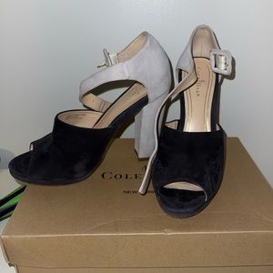 COLE HAAN CHELSEA ANKLE STRAP Size 6.5B dark grey/suede